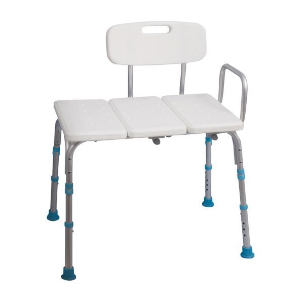 AquaSense Adjustable Bath and Shower Transfer Bench with Reversible Backrest, Off White