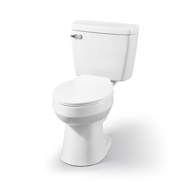 Project Source  Pro-Flush White Elongated Chair Height 2-piece WaterSense Toilet 12-in Rough-In Size (Ada Compliant)