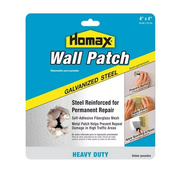 Parche para pared de acero galvanizado con malla de fibra de vidrio Homax - 4" x 4"