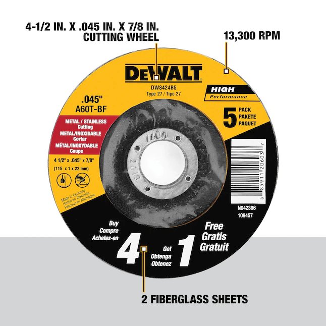 DeWalt  5-Pack Silicon Carbide 4.5-in-Grit Grinding Wheel