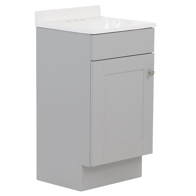 Project Source 18-in Gray Single Sink Bathroom Vanity with White Cultured Marble Top