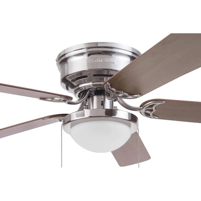 Harbor Breeze Armitage 52-in Brushed Nickel LED Indoor Flush Mount Ceiling Fan with Light (5-Blade)