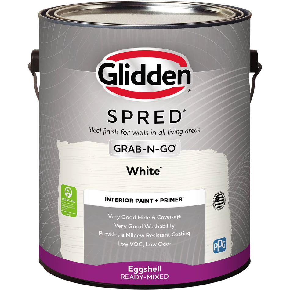 Glidden Spred Grab-N-Go Interior Paint, Eggshell (White, 1-Gallon)