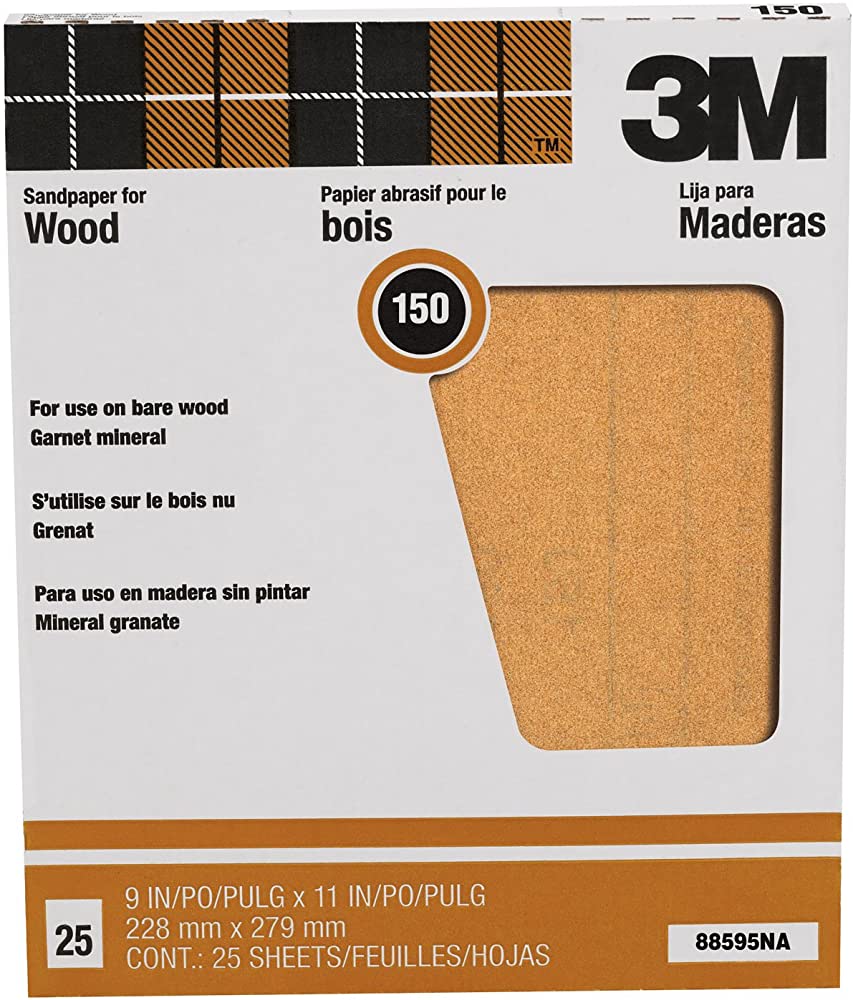 3M 150 Grit Garnet Sanding Sheet - 25-Pack